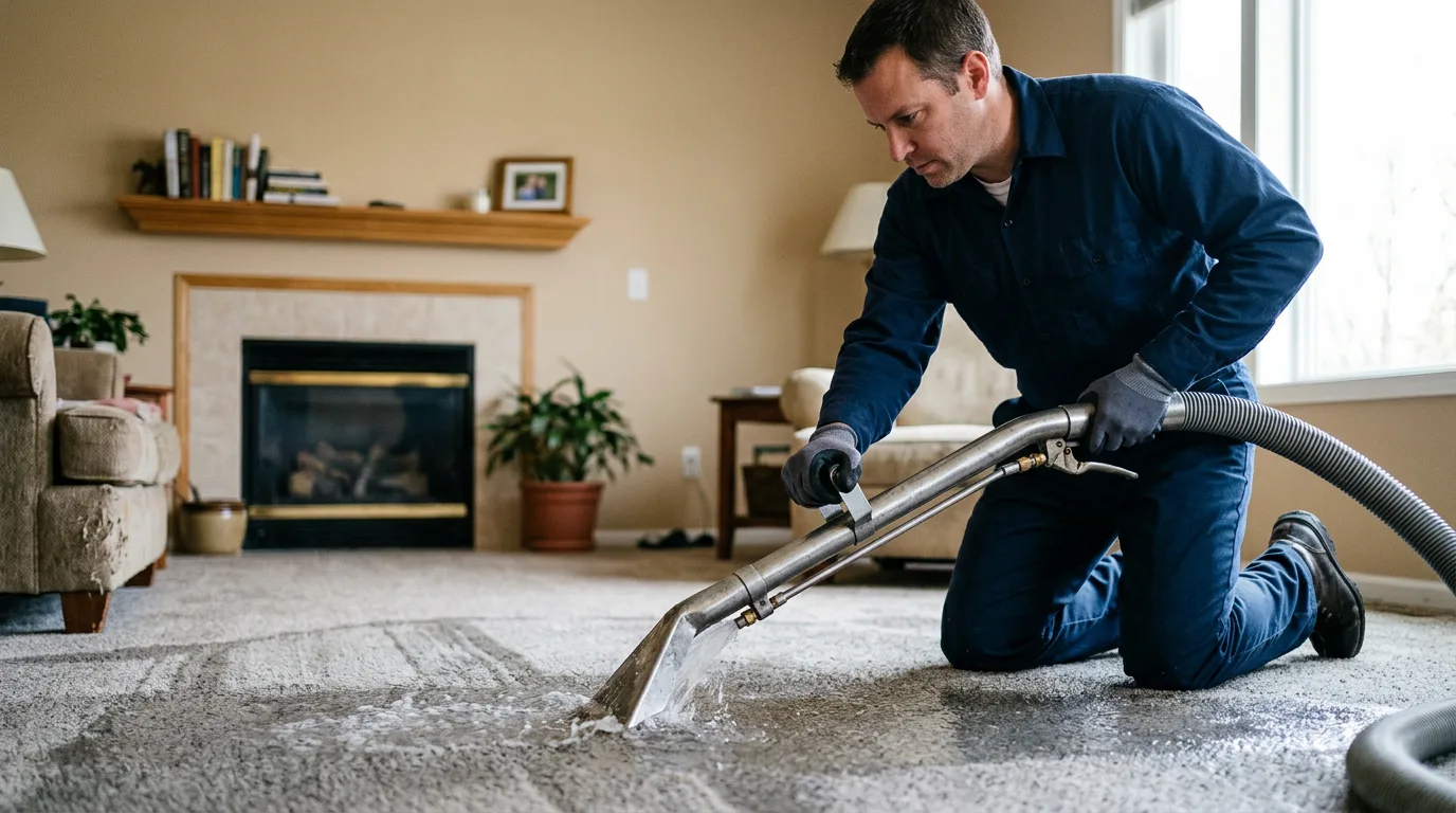 Water damage restoration technician working near Fairfield, FL